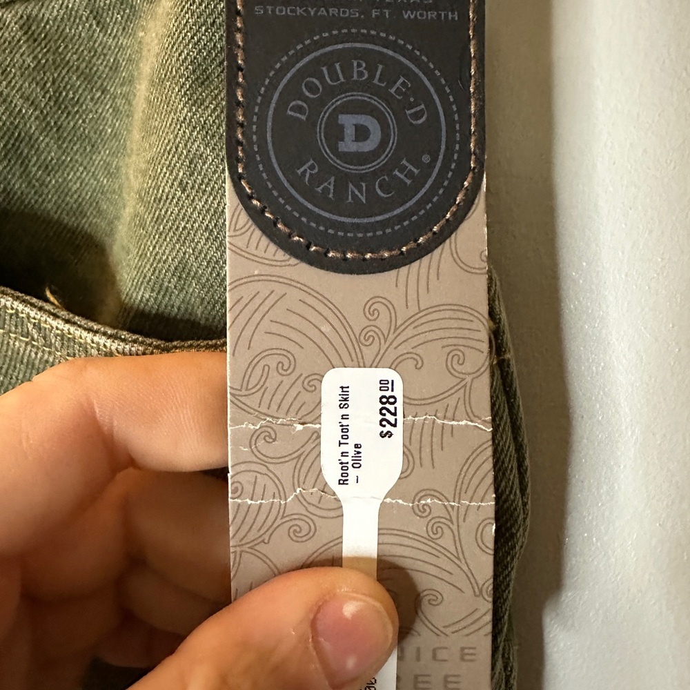Double D Ranch A-Line Denim Olive Skirt - Picture 4 of 4